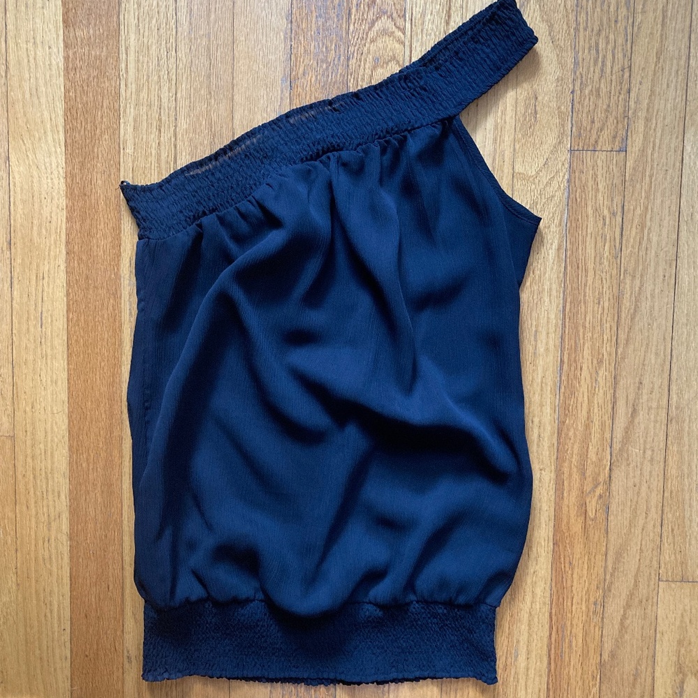 Guess One Shoulder Sleeveless Black Blouse Top Size Small